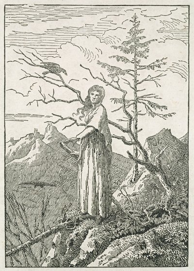 絶壁の端にあるワタリガラスの女 作： Caspar David Friedrich